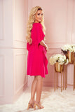 Raspberry Butterfly Dress with Belt - Polish Made Fashion