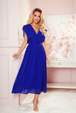 Cornflower Blue Chiffon Midi Dress with Sweetheart Neckline