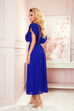Cornflower Blue Chiffon Midi Dress with Sweetheart Neckline