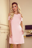 Pastel Pink Trapeze Dress with Ruffle Sleeves