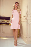 Pastel Pink Trapeze Dress with Ruffle Sleeves