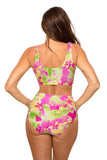 Sporty Two-Piece Swimsuit with High-Waisted Briefs