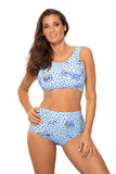 Sporty Two-Piece Swimsuit with High-Waisted Briefs