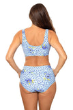 Sporty Two-Piece Swimsuit with High-Waisted Briefs