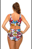 Sporty Two-Piece Swimsuit with High-Waisted Briefs