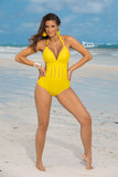 Elegant Push-Up One-Piece Swimsuit with Side Slits