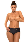High-Cut Elastic Swimsuit Bottoms with Decorative Stitching