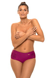 High-Cut Elastic Swimsuit Bottoms with Decorative Stitching
