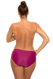High-Cut Elastic Swimsuit Bottoms with Decorative Stitching