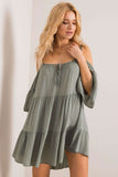Asymmetrical Summer Dress with Frills and Tied Neckline