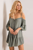 Asymmetrical Summer Dress with Frills and Tied Neckline