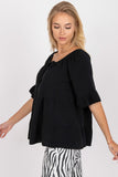 Loose Fit Blouse with Tied Neckline and Ruffled Sleeves