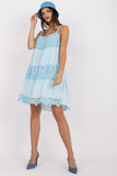 Flared Summer Dress with Heart Neckline and Openwork Pattern