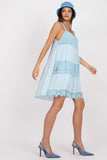 Flared Summer Dress with Heart Neckline and Openwork Pattern