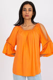Loose-Fit 3/4 Sleeve Blouse with Decorative Sleeve Slits