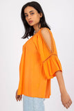 Loose-Fit 3/4 Sleeve Blouse with Decorative Sleeve Slits
