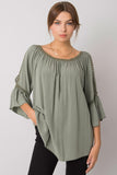 Loose-Fit 3/4 Sleeve Blouse with Decorative Slits