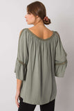 Loose-Fit 3/4 Sleeve Blouse with Decorative Slits