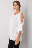 Loose-Fit 3/4 Sleeve Blouse with Decorative Slits