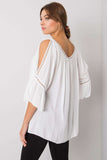 Loose-Fit 3/4 Sleeve Blouse with Decorative Slits