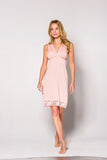 Elegant Lace-Trimmed Nightdress with Slit Back Detail