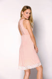 Elegant Lace-Trimmed Nightdress with Slit Back Detail