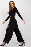 High-Waisted Viscose Wide-Leg Pants with Tie Belt