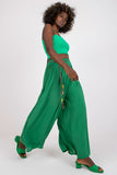 High-Waisted Viscose Wide Leg Pants with Tie Belt