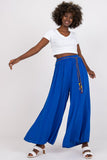 High-Waisted Viscose Pants with Wide Legs and Tie Belt