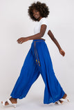 High-Waisted Viscose Pants with Wide Legs and Tie Belt