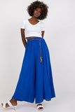 High-Waisted Viscose Pants with Wide Legs and Tie Belt