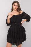 Spanish Style Dress with 3/4 Sleeves and Decorative Frills