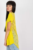 Lace-Back Straight Cut Short Sleeve Blouse