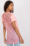 Lace-Back Short Sleeve Blouse with Cheese Neckline
