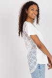 Lace Back Straight Cut Blouse with Short Sleeves