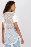 Lace Back Straight Cut Blouse with Short Sleeves