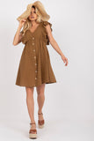 Flared Summer Dress with Button Front and Frill Sleeves