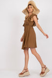 Flared Summer Dress with Button Front and Frill Sleeves