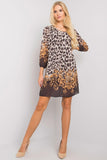 Loose-Fitting 3/4 Sleeve Round Neckline Dress with Lining