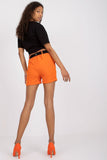 Decorative Belt Women's Elastic Waist Shorts with Pockets