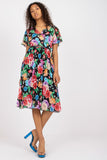 Floral Flared Summer Dress with Belt and Pleated Hem