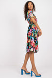 Floral Flared Summer Dress with Belt and Pleated Hem