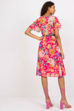 Floral Flared Summer Dress with Belt and Pleated Hem