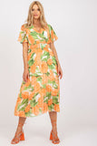 Frilled Summer Dress with Lining and Belted Waist