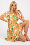 Frilled Summer Dress with Lining and Belted Waist
