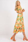 Frilled Summer Dress with Lining and Belted Waist