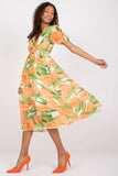 Flared Summer Dress with Frilled Sleeves and Belted Waist