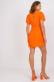 Lined Short Sleeve Dress with Elastic Waist and Tie Belt