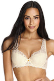 Lace Floral Padded Bra with Satin Bow and Adjustable Straps