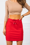 Casual mini sweatshirt skirt, soft cotton, adjustable fit.